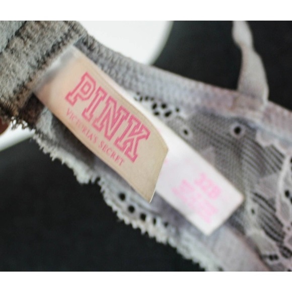 Victoria's Secret Pink Flirt Push Up Bra Zebra Print Gray White Pink Siz… - Picture 3 of 3